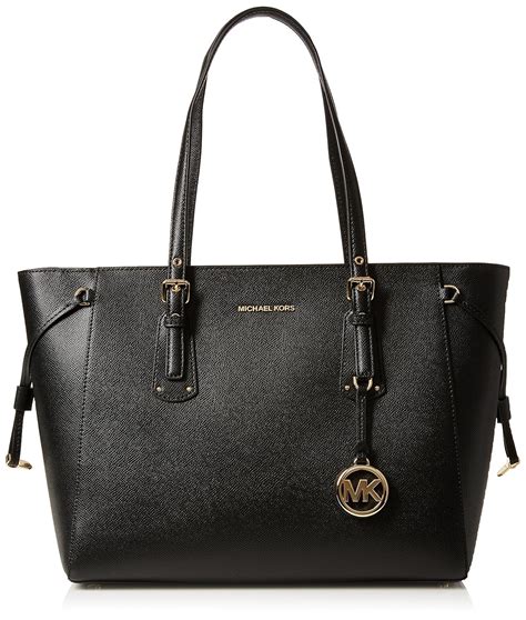 michael kors women's voyager tote black & electric blue|Michael Kors Tote with zipper.